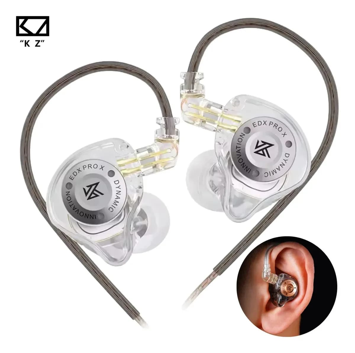 Fone De Ouvido Retorno Kz Edx Pro X Sem Microfone Cor Transparente