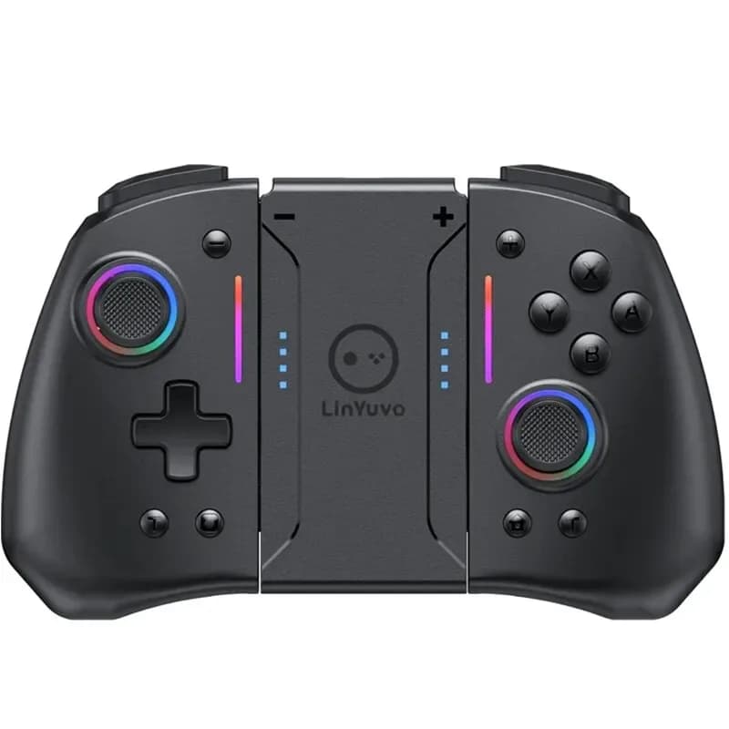 LinYuvo Sem Fio Meteor Light, Joy-Pad com 8 Luzes RGB Coloridas, Programável, Turbo e Vibração, Switch Lite e OLED, KS42