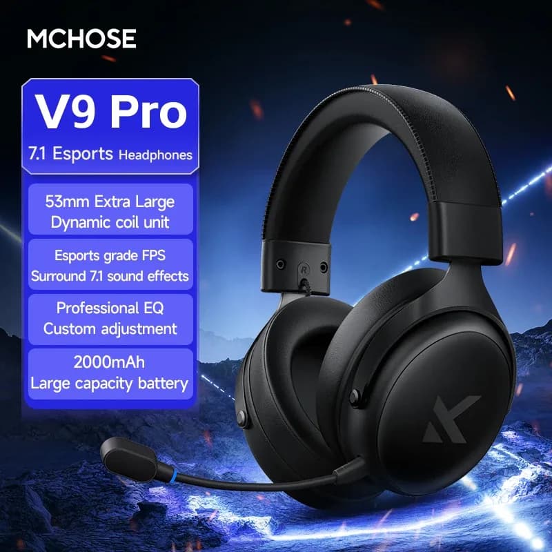 Fone de ouvido MCHOSE V9 Pro 2 com microfone, três modos, Bluetooth, sem fio, para computador, PC, gamer, acessórios, V9 Pro MCHOSE - AliExpress 44