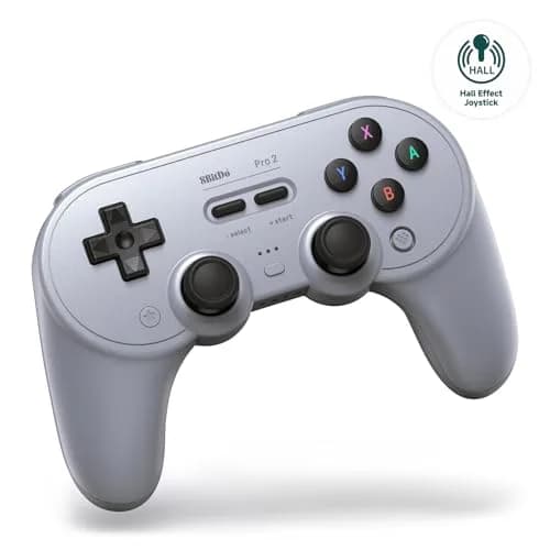 8Bitdo Pro 2 Bluetooth Controller for Switch, Hall Effect Joystick Update, Wireless Gaming Controller for Switch, PC, Android, and Steam Deck & Apple (Gray Edition)
