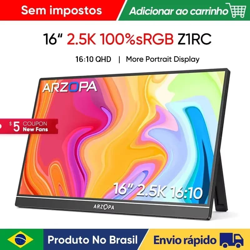Monitor Portátil 16 2K IPS 16:10 Arzopa Z1RC