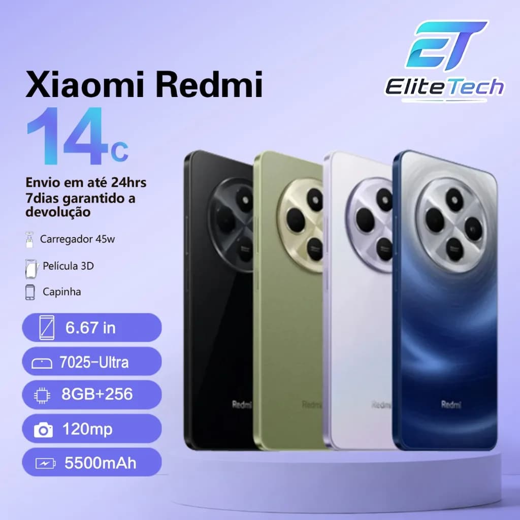 Smartphone Celular Xiaomi Redmi 14c 256gb  8gb RAM 128gb 4gb Dual Sim 50MP Global 14 c Lançamento