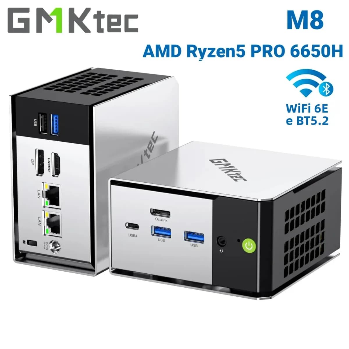 GMKtec M8 Mini PC AMD Ryzen 5 PRO 6650H 16GB RAM SEM SSD SEM OS Computadores de Mesa Mini Triplo Display 4K, WiFi 5.2, BT 6E, USB-C, DP - AliExpress 7