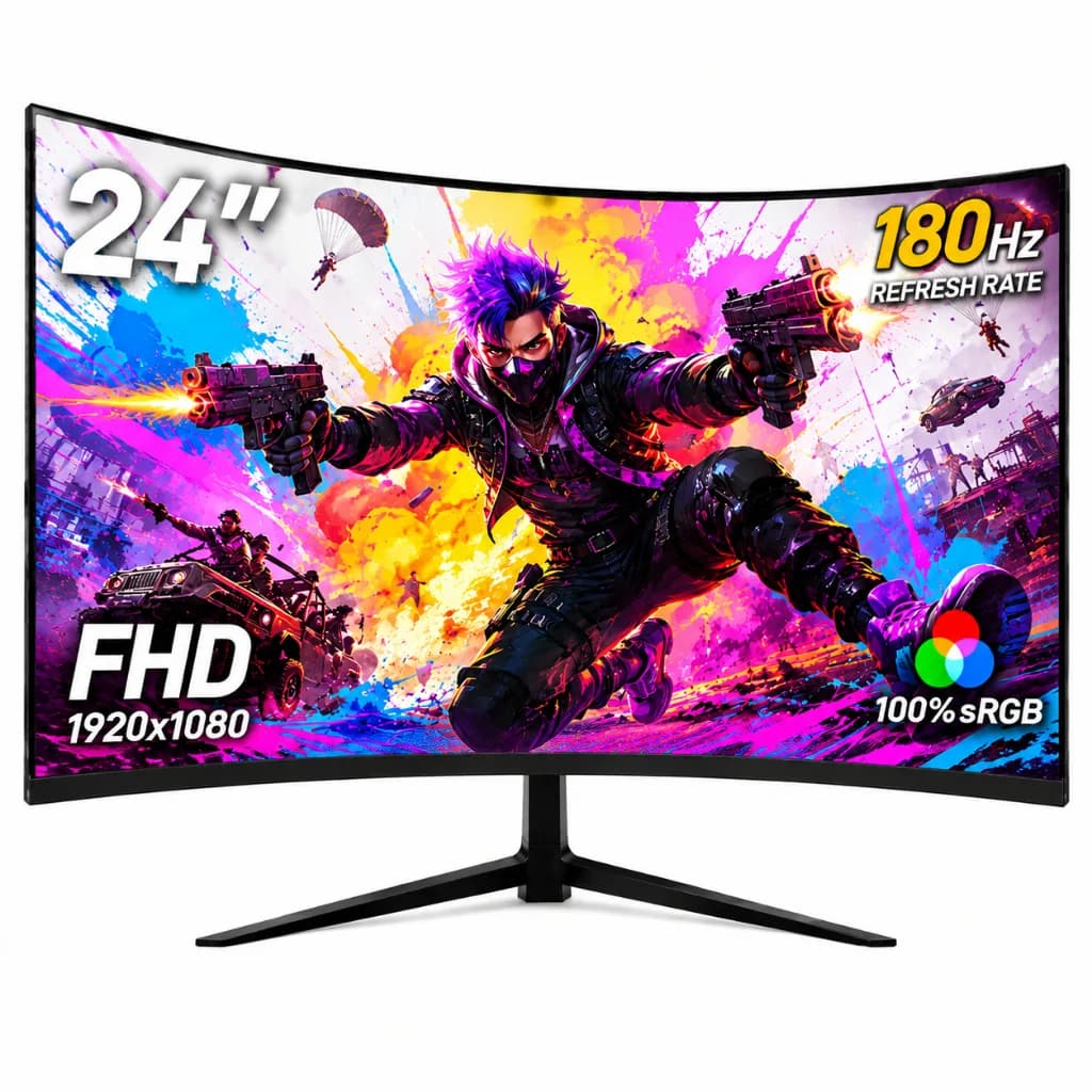 Monitor curva Gamer Vorix 24 1ms Polegadas | FHD 180Hz  | Design Profissional | Caixa de Som Embutida