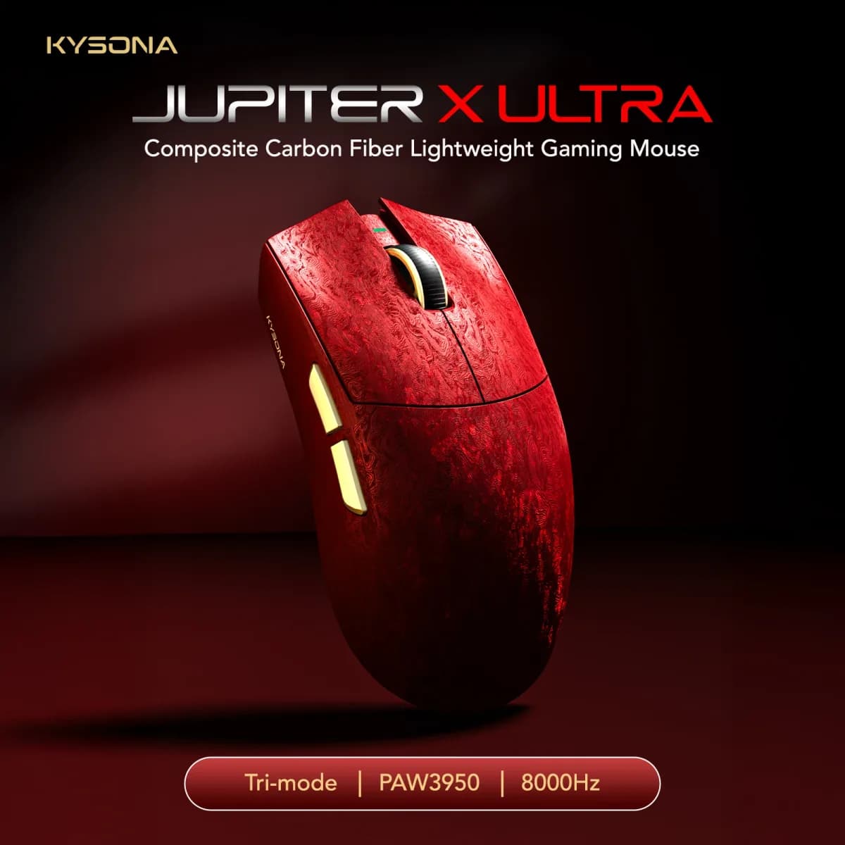 Mouse Gamer Sem Fio KYSONA Jupiter X Ultra PAW3950 8000Hz 54L15 MCU Fibra de Carbono Composta Tri-Mode 61g Ergonômico Omron 70M - AliExpress 7