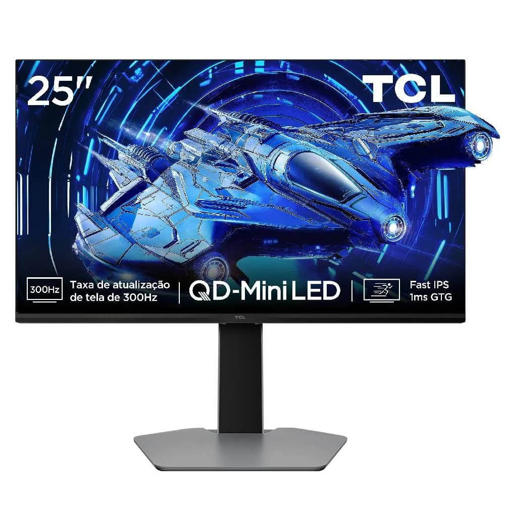 Monitor Gamer TCL 25 Polegadas QD-Mini LED Full HD G64 300Hz 1ms (GtG) Freesync HDR 600 nits 25G64