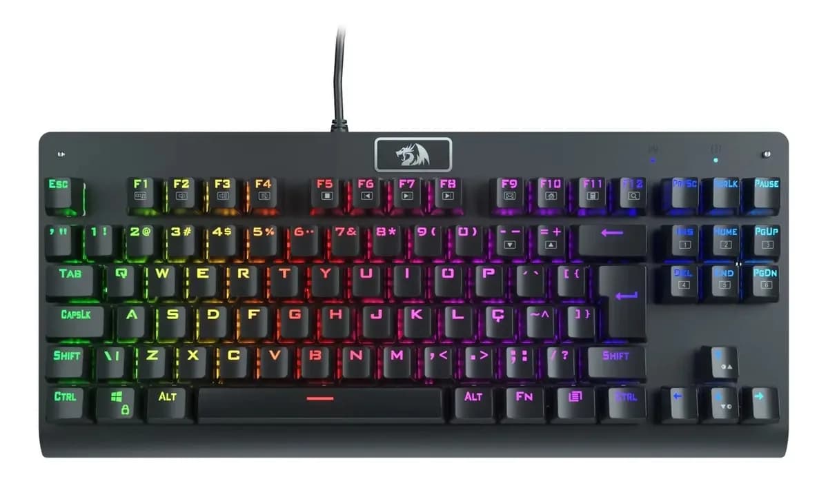 Teclado Mecânico Gamer Redragon Dark Avenger, Rgb, Switch Outemu Blue, Abnt2 - K568