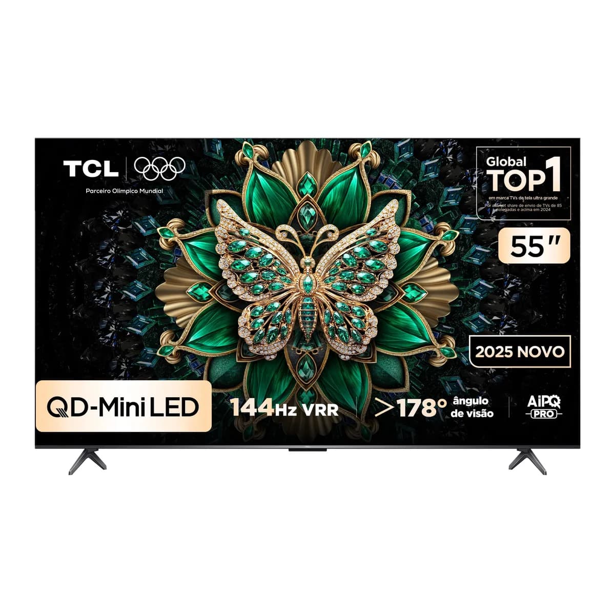 Smart TV TCL 55 Polegadas QD-Mini LED 4K C6K WiFi Bluetooth Google TV 4 HDMI 144Hz HDR10+ 55C6K