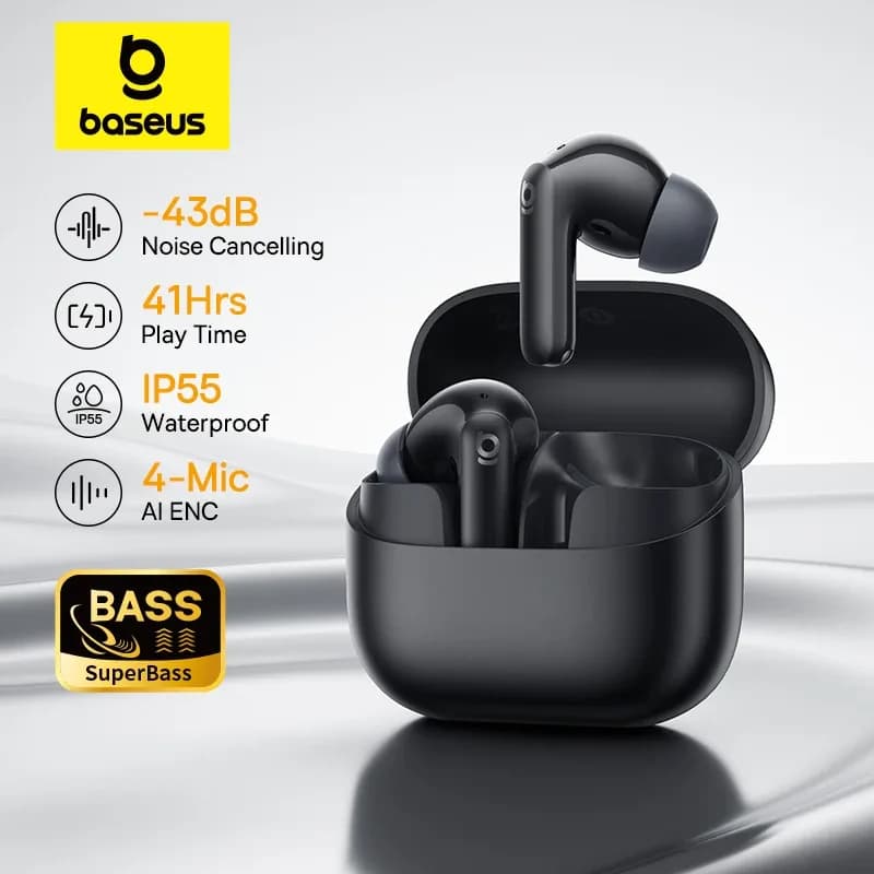 Baseus Bass EP10 NC -43dB com cancelamento de ruído ANC True Wireless Fones de ouvido Bluetooth 6.0 Fones de ouvido intra-auriculares sem fio 4 microfones ENC - AliExpress 44