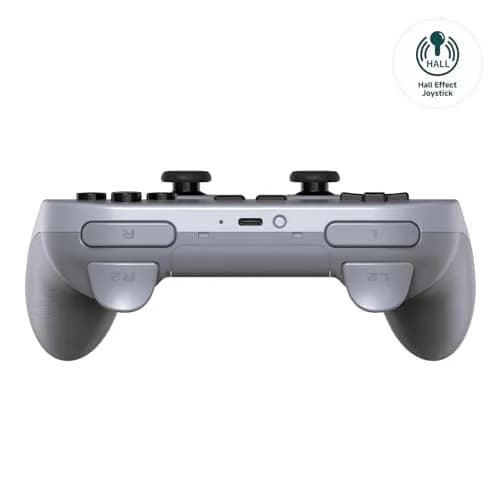 8Bitdo Pro 2 Bluetooth Controller for Switch, Hall Effect Joystick Update, Wireless Gaming Controller for Switch, PC, Android, and Steam Deck & Apple (Gray Edition)