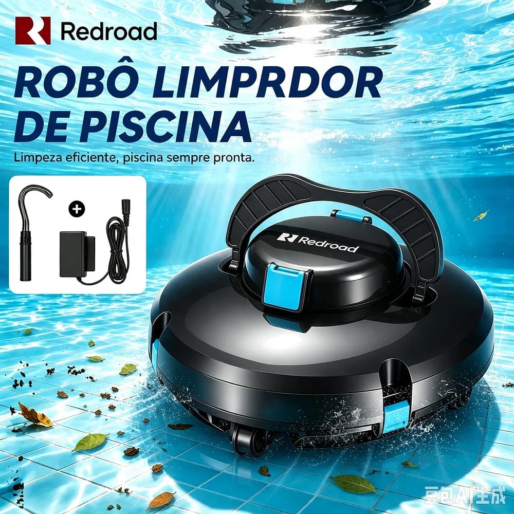 Aspirador de piscina sem fio autonomia prolongada 130minutos limpa piscinas de até 1100m² Redroad S1 robo inteligente