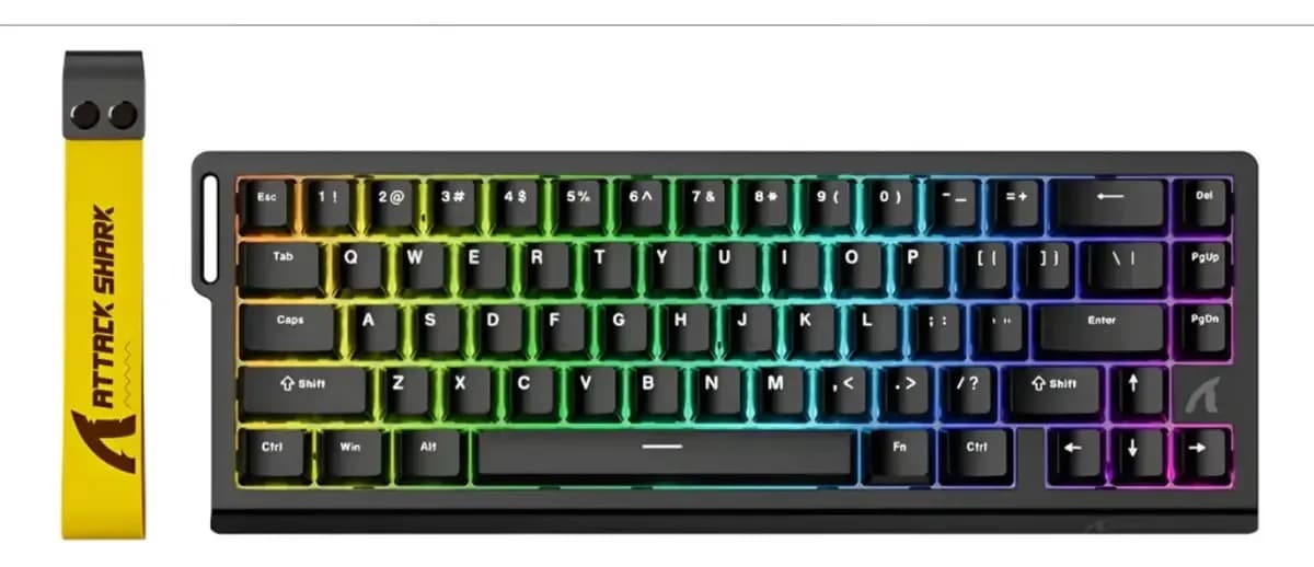 Teclado Attack Shark X68he Magnetic Switch, Teclado Preto, Idioma: Inglês