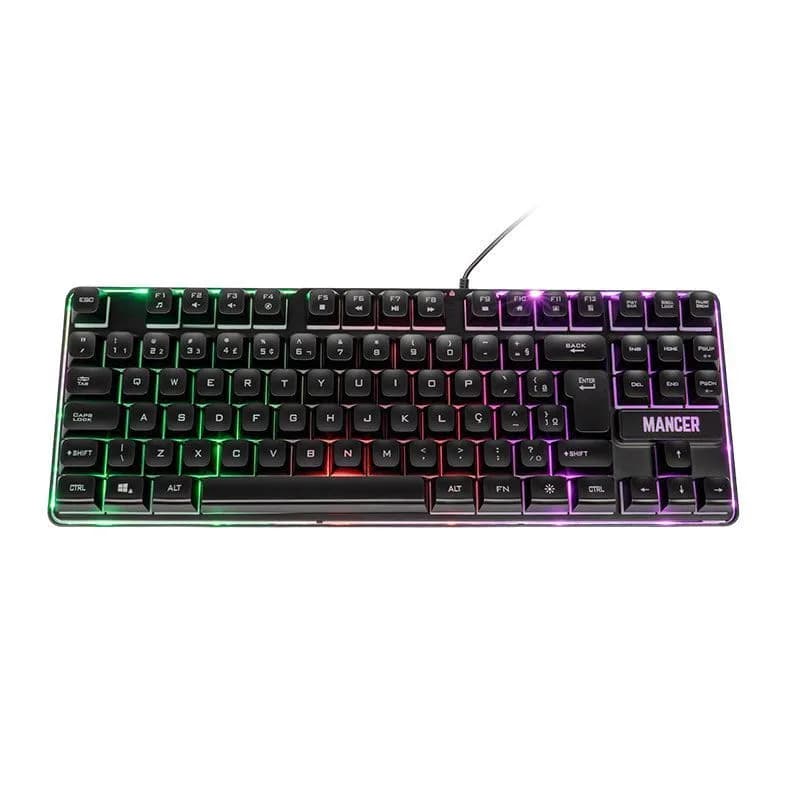 Teclado Gamer Mancer Veyra, Rainbow, ABNT2, Preto, MCR-VYRA-RBW01