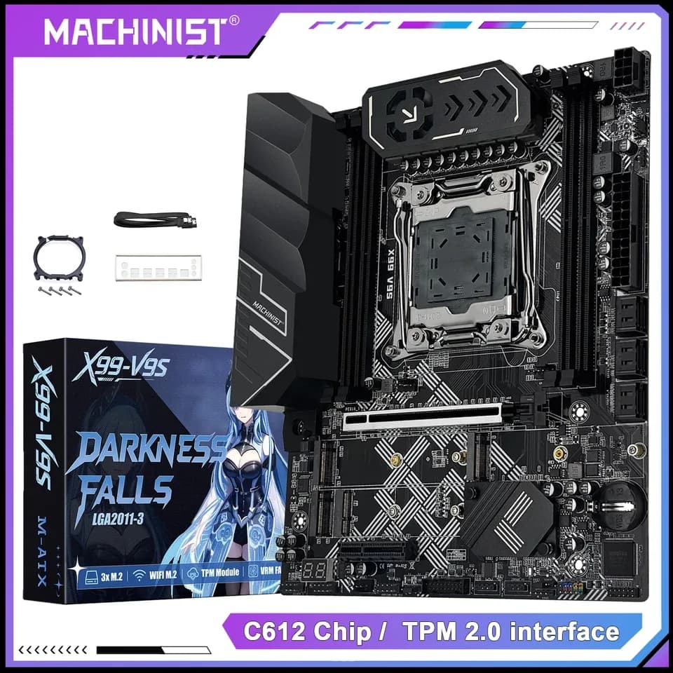 Placa-mãe MACHINIST X99 V9S com suporte TPM2.0 LGA 2011-3 para CPU Xeon E5, RAM DDR4, Chipset C612 com 3 Slots NVME M.2, SATA3.0 e USB3.0