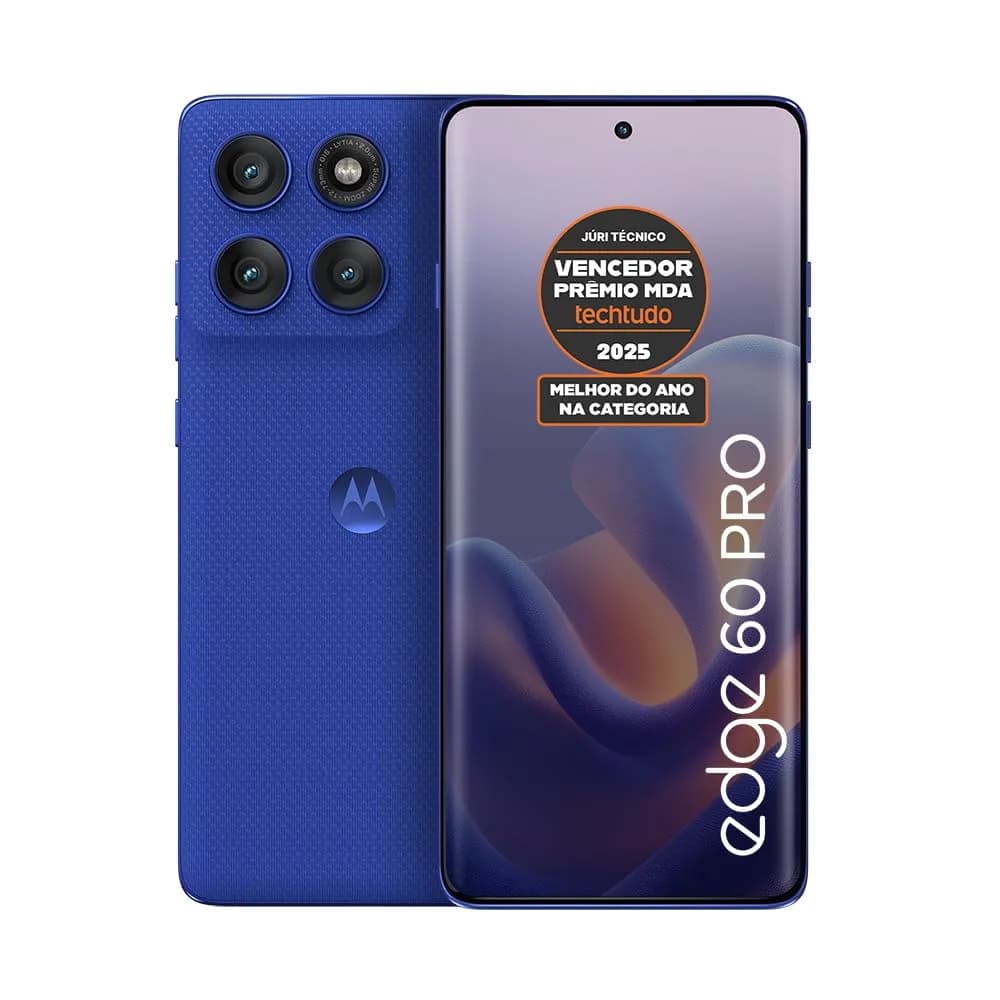 Smartphone Motorola Edge 60 PRO 5G - 256GB 12GB RAM+12GB Ram Boost Tela Quad-Curve moto AI 50MP Sony Camera ultrarresistencia militar IP68 + IP69 - Azul Marinho