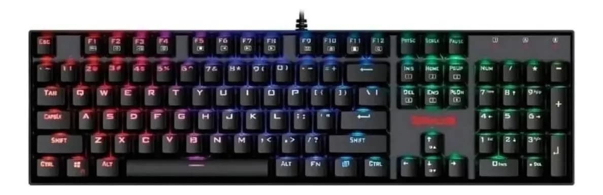 Teclado Redragon Mitra QWERTY Outemu Brown português Brasil cor preto com luz RGB