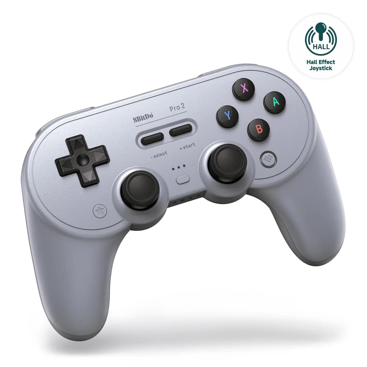 8Bitdo Pro 2 Bluetooth Controller for Switch, Hall Effect Joystick Update, Wireless Gaming Controller for Switch, PC, Android, and Steam Deck & Apple (Gray Edition)