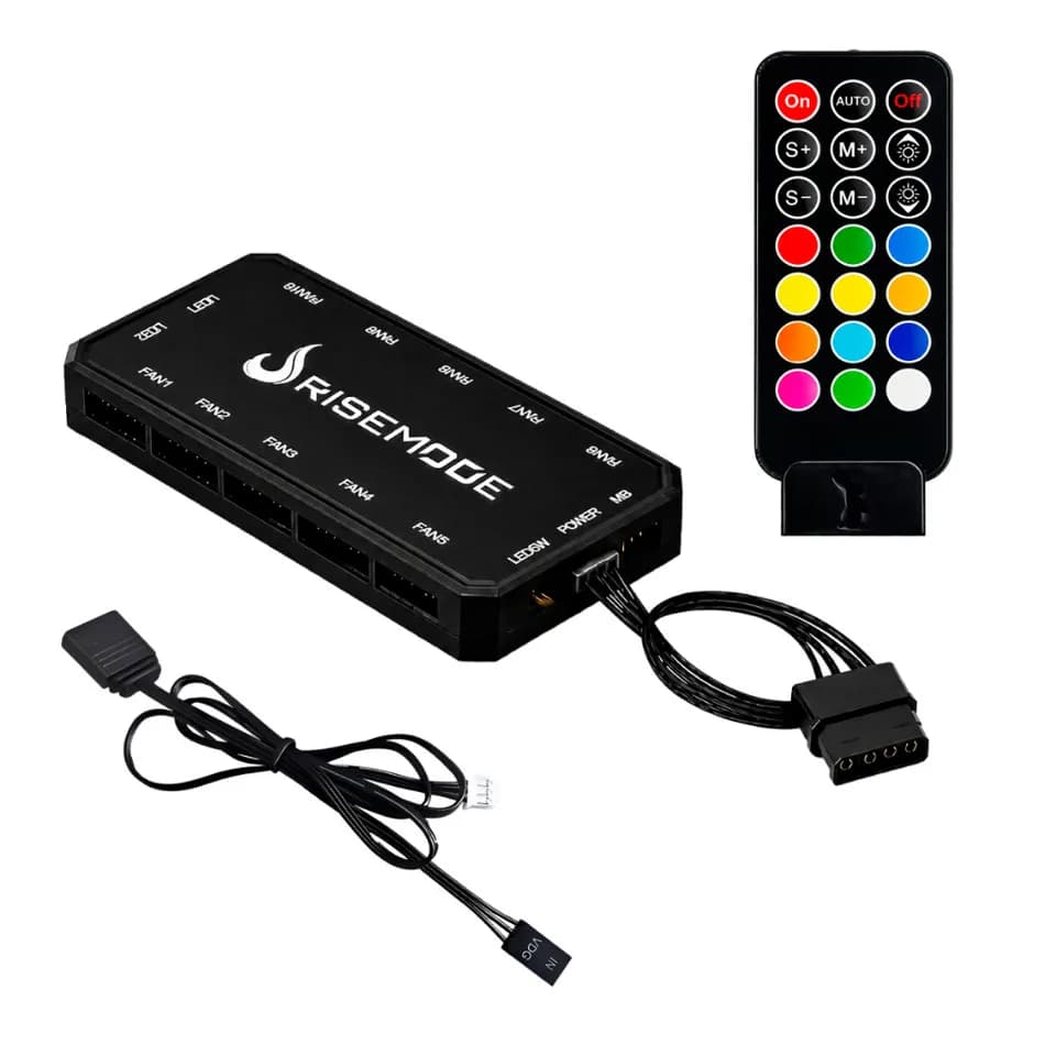 Controladora Hub Pc Gamer ARGB 5v - 6 Pinos Do Kit Fan Rise Mode Laser Energy Aura Preto