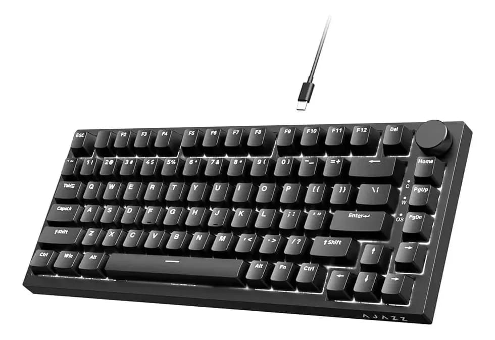 Teclado Com Fio Ajazz Ak820, Interruptor Vermelho, Chave Pbt