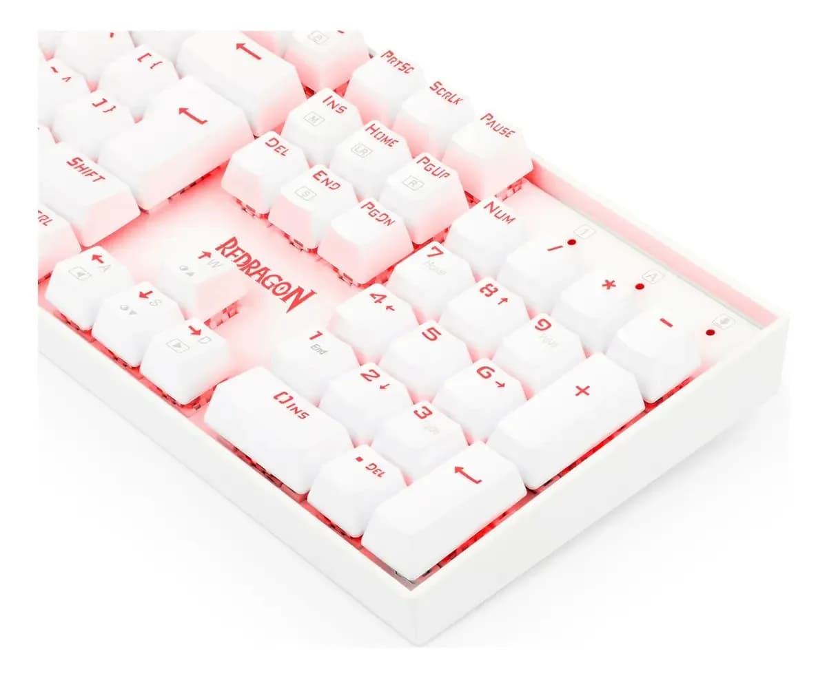 Teclado Redragon Mitra Led Vermelho Lunar White Switch Azul Lunar White Português Abnt2