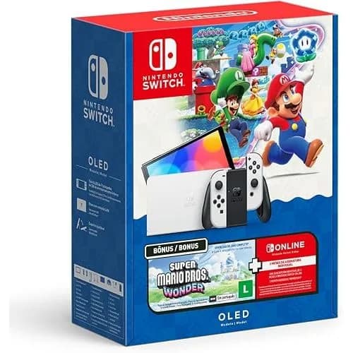 Console Nintendo Switch Oled Nintendo Bundle Super Mario Bros Wonder -  3 Meses Nintendo Switch Online 64gb Branco