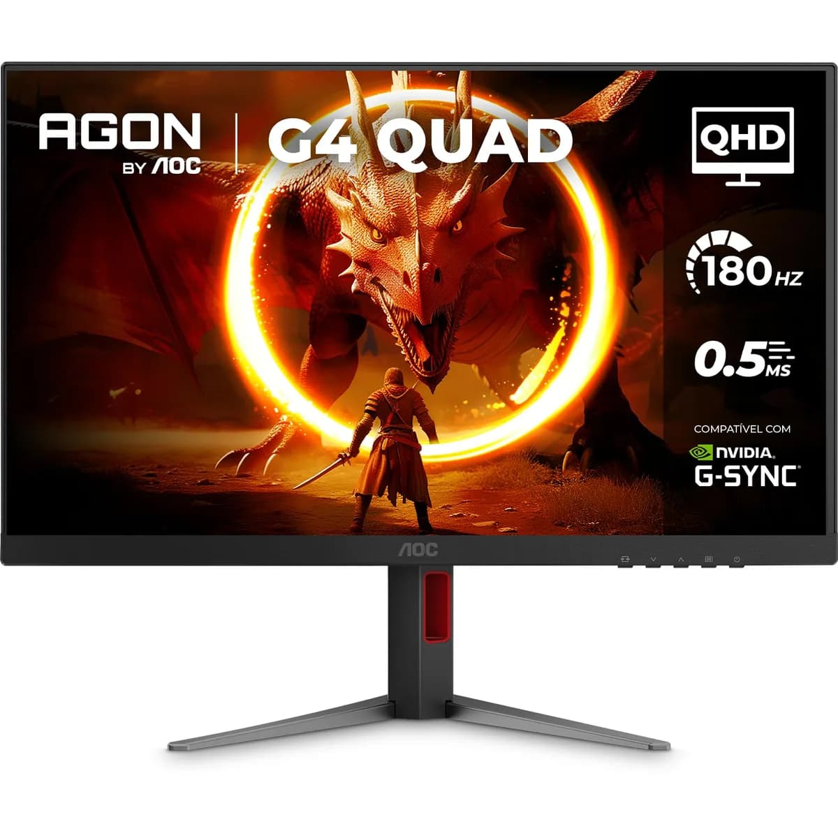 Monitor Gamer AOC AGON QUAD 27" QHD 180Hz 0.5ms IPS HDR10 Base Ajustável Q27G4F