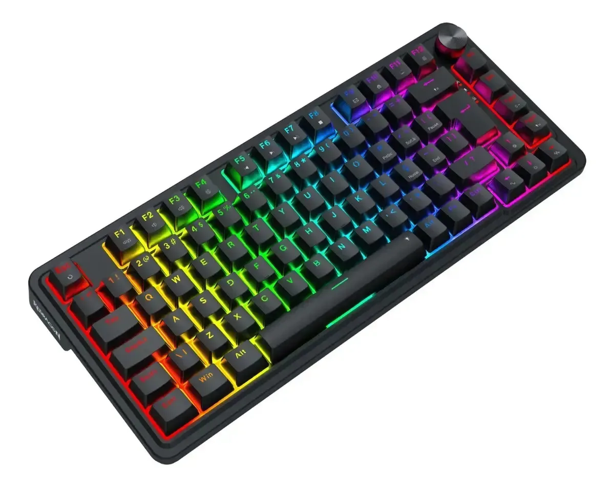 Teclado Magnético Redragon Ucal 8000k Polling Rate 0.01mm Rapid Trigger/socd Rgb Switch Ultramag Padrão Abnt2 Com Knob De Volume Preto Português Brasil