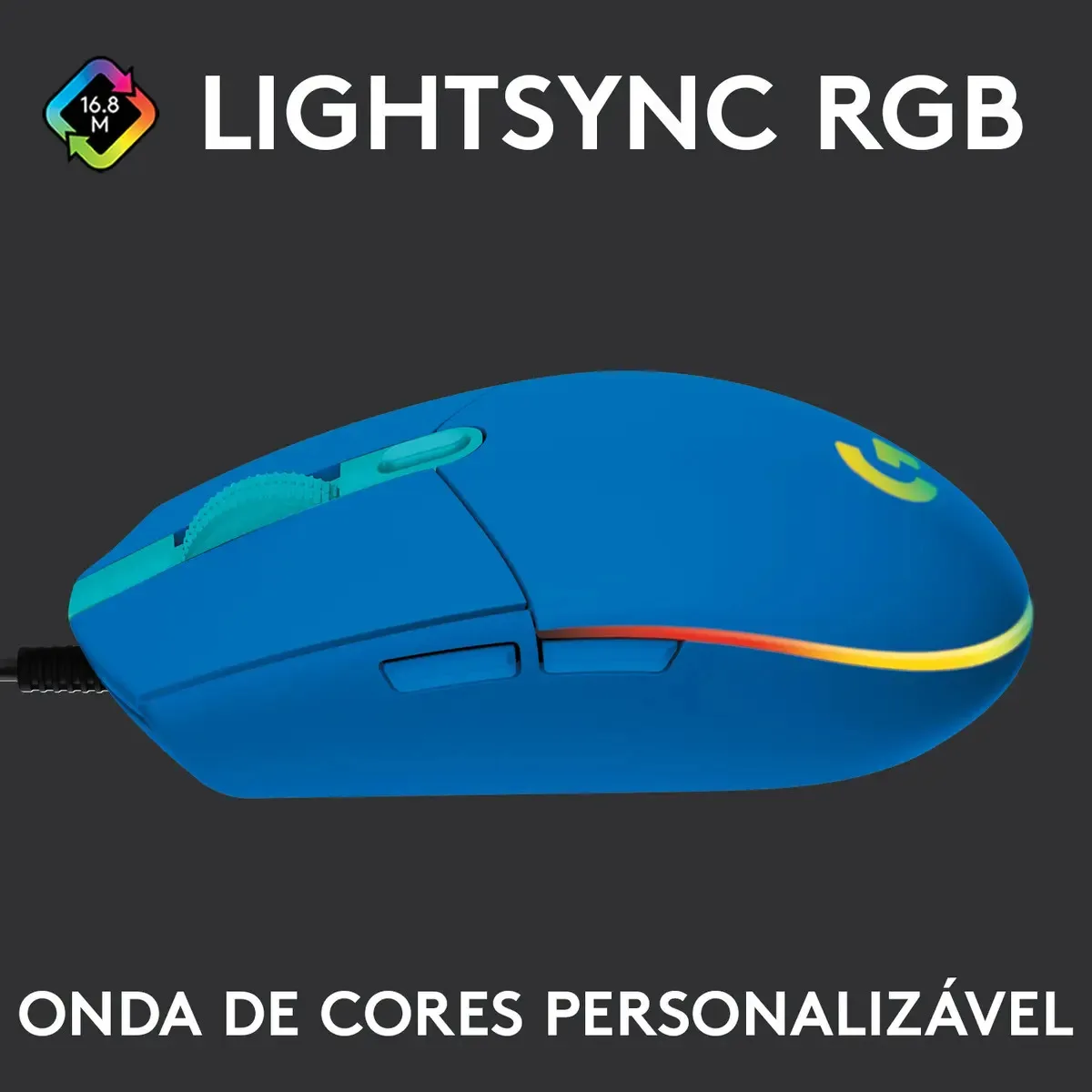 Mouse Gamer Logitech G203 RGB LIGHTSYNC, até 8.000 DPI, Azul