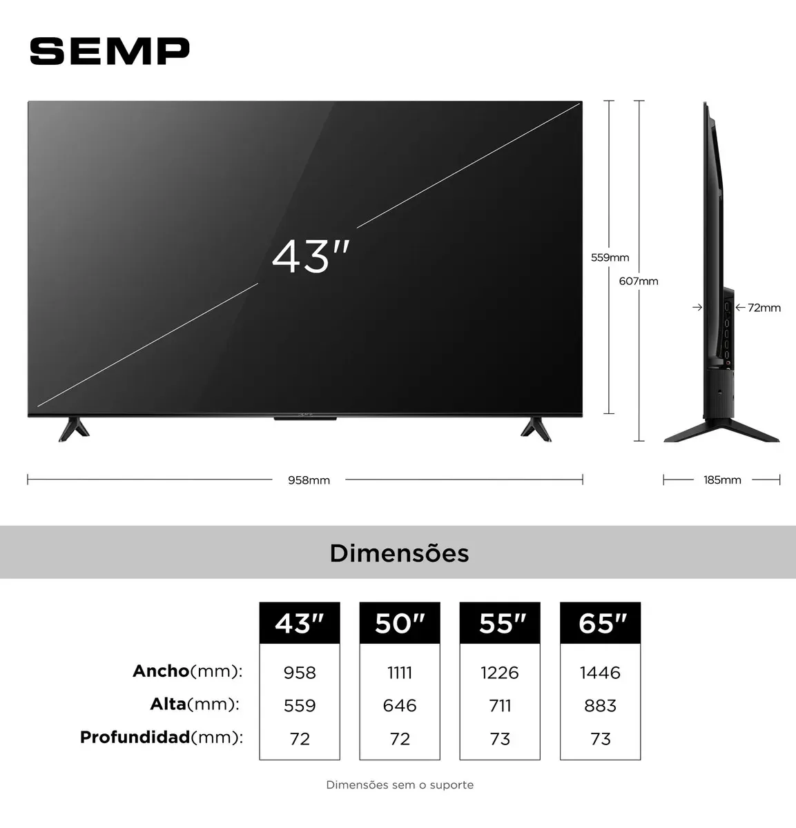 Smart Tv Semp 43 Polegadas Led Hva 4k S62 Wifi Bluetooth Google Tv 3 Hdmi Hdr10+ Dolby Audio 43s62