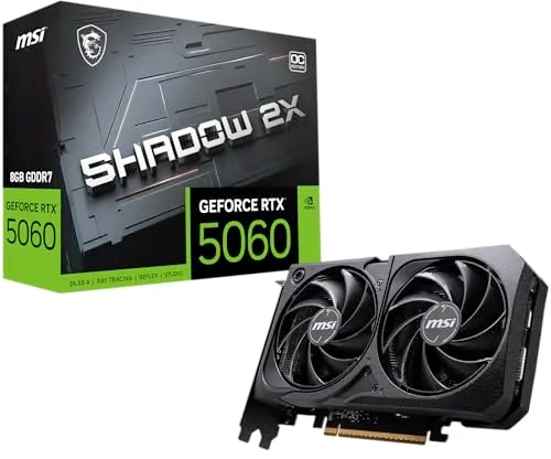 Placa de Video MSI RTX 5060 Shadow 2X OC, 8GB, GDDR7-912-V537-037
