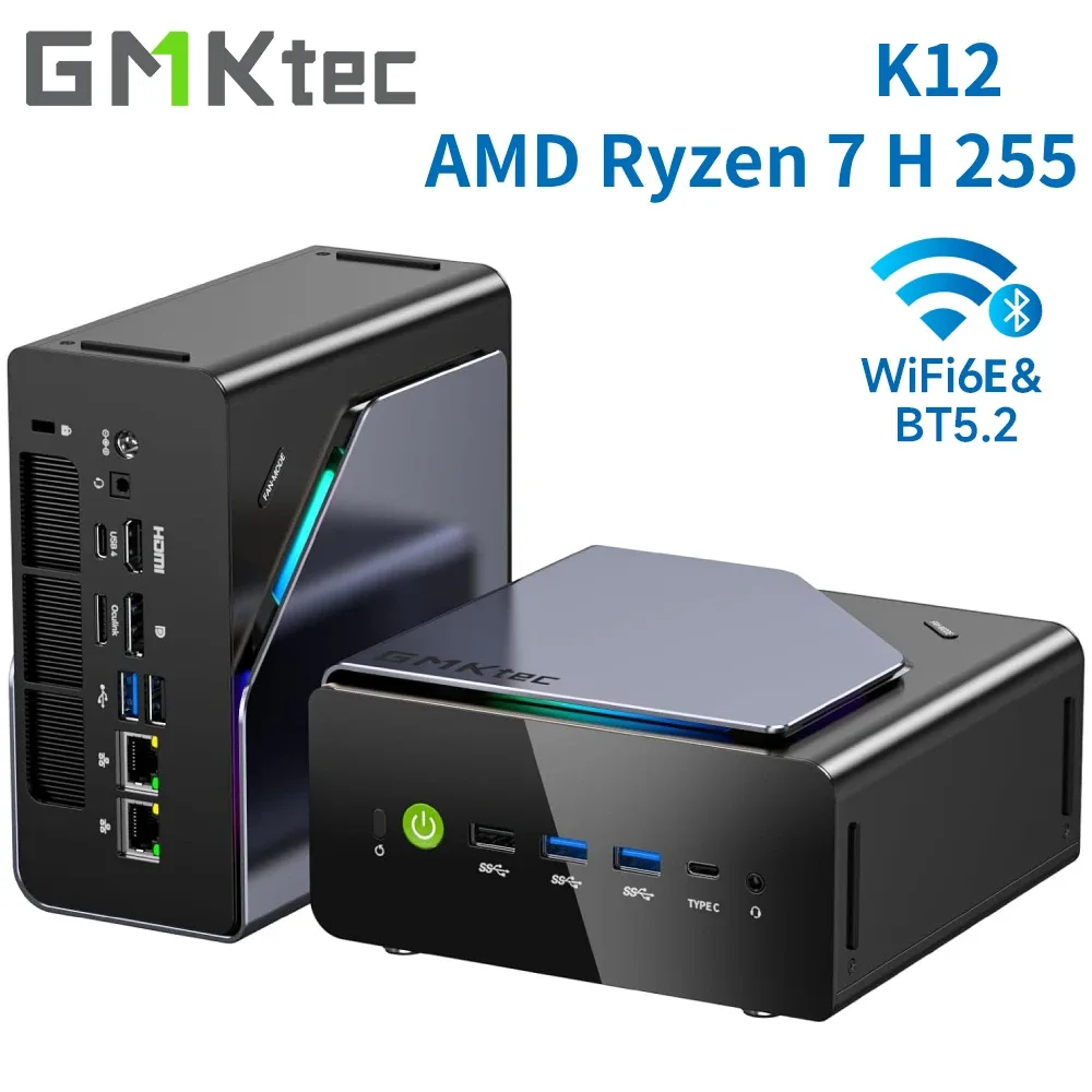 GMKtec K12 Gaming Mini PC AMD Ryzen 7 H 255 (atualizado 8745HS) Mini computadores desktop Radeon 780M WiFi 6E/BT5.2, USB-C, Barebone - AliExpress 7