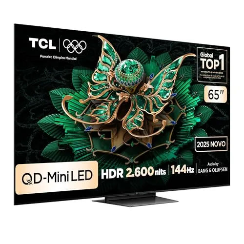 Smart TV TCL 65 Polegadas QD-Mini LED 4K C7K WiFi Bluetooth Google TV 4 HDMI 144Hz HDR10+ 65C7K