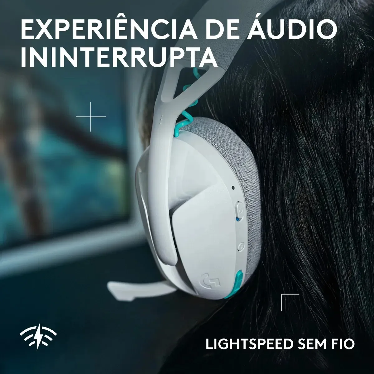 Headset Gamer Sem Fio Logitech G321 LIGHTSPEED/Bluetooth, bateria durável, Compatível com PC/PS4/PS5/Nintendo Switch/Smartphone - Branco