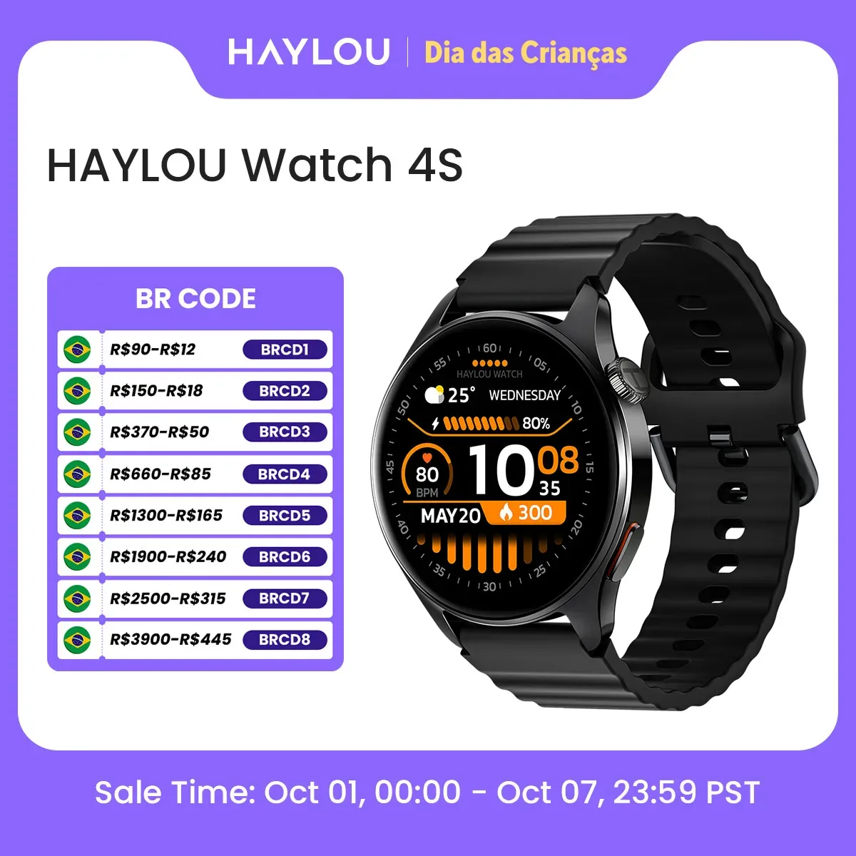 Relógio HAYLOU 4S GPS Smartwatch com Tela HD AMOLED de 1.43”, Posicionamento GPS por 5 Satélites, 120+ Modos de Treino, Relógio Inteligente para Fitness - AliExpress
