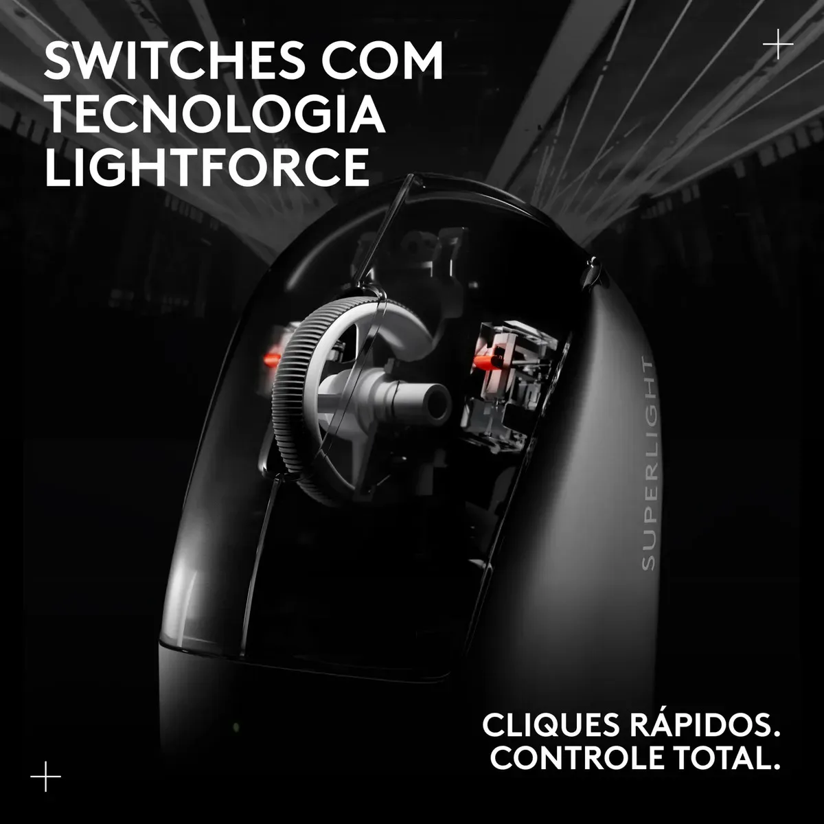 Mouse Gamer Sem Fio Logitech G PRO X SUPERLIGHT 2 LIGHTSPEED, Switch LIGHTFORCE, Sensor 44K DPI, 5 Botões Programáveis, Recarregável - Preto