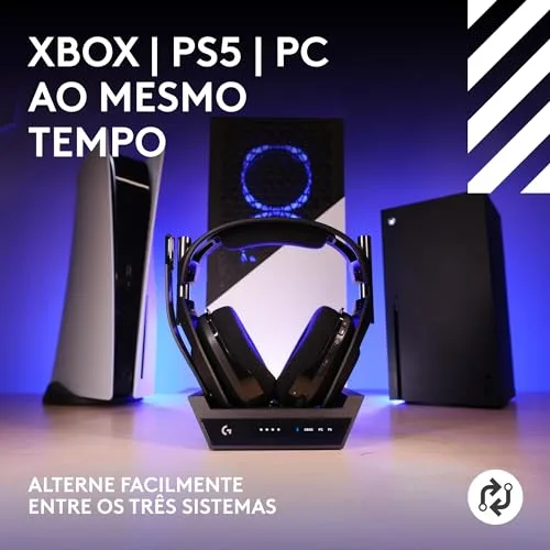 Headset Gamer Sem Fio Logitech G Astro A50 X LIGHTSPEED + Base Station, Com Conexão Bluetooth e HDMI 2.1 Passthru, Tecnologia PLAYSYNC, Compatível Com Xbox Series X|S, PlayStation, PC/Mac - Preto