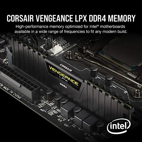 Memória DDR4 - 16GB (2x 8GB) / 3.200MHz - Corsair Vengeance LPX - CMK16GX4M2B3200C16 - Preto