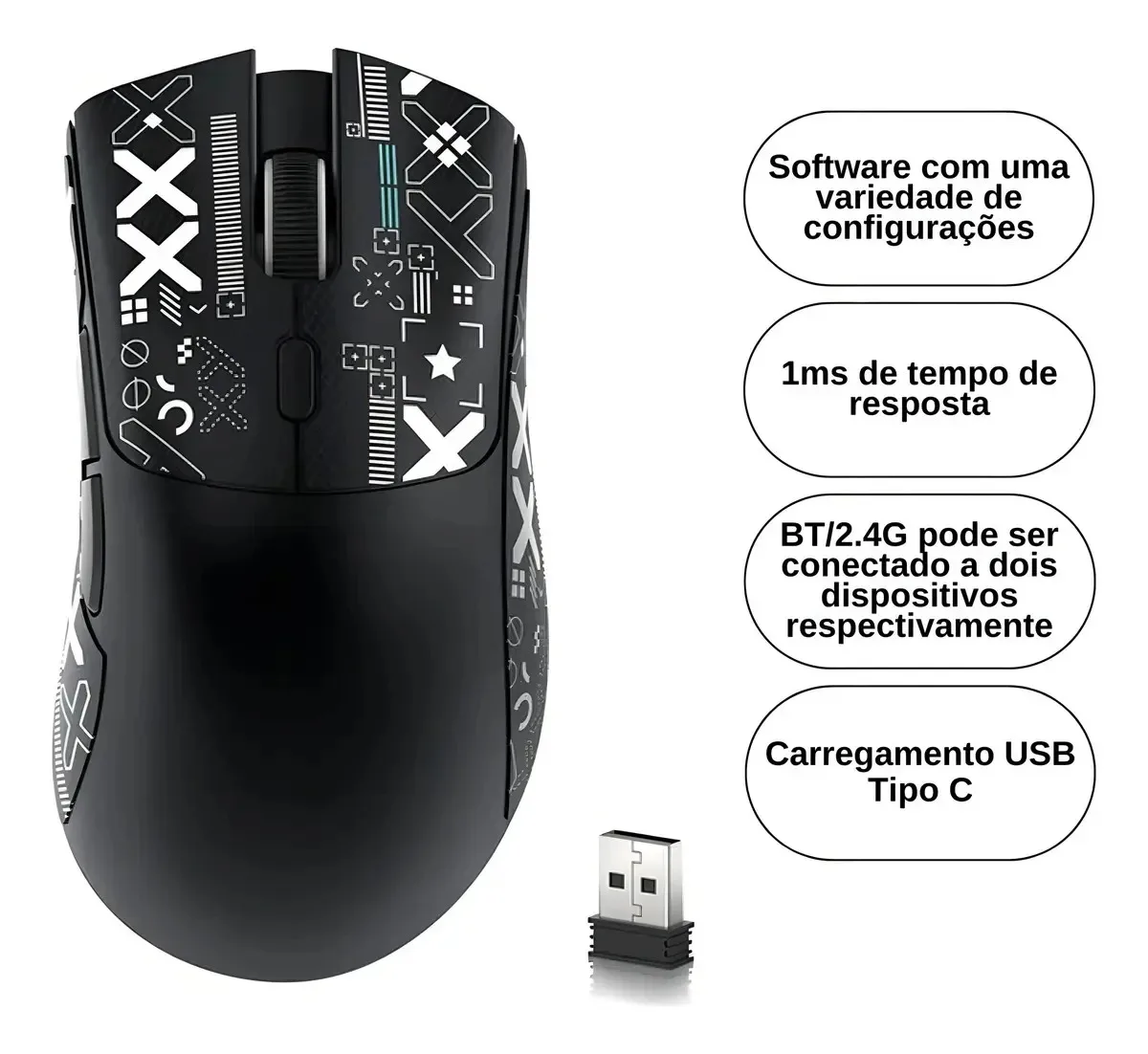 Mouse Attack Shark R1 - Preto