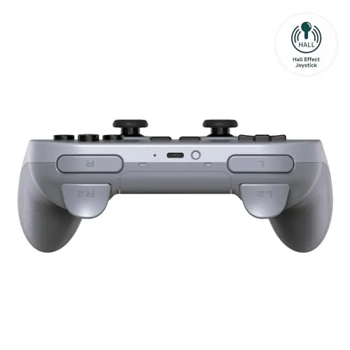 8Bitdo Pro 2 Bluetooth Controller for Switch, Hall Effect Joystick Update, Wireless Gaming Controller for Switch, PC, Android, and Steam Deck & Apple (Gray Edition)