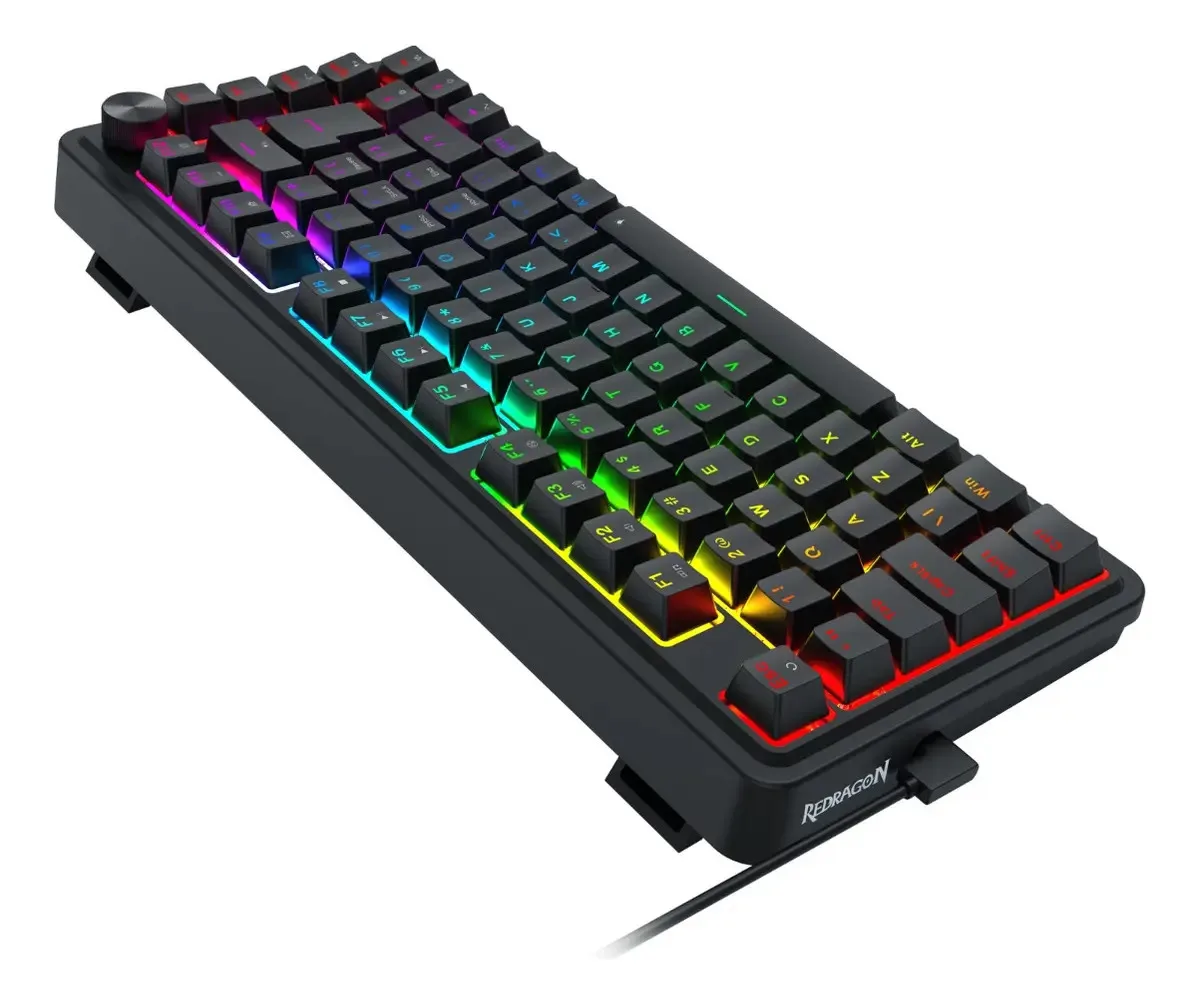 Teclado Magnético Redragon Ucal 8000k Polling Rate 0.01mm Rapid Trigger/socd Rgb Switch Ultramag Padrão Abnt2 Com Knob De Volume Preto Português Brasil