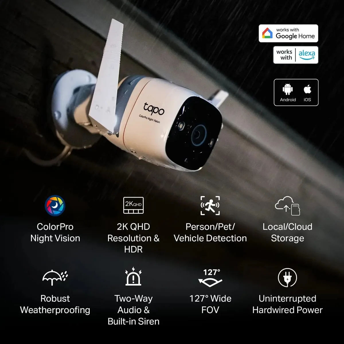 Camara Exterior Wi-fi Tp-link Colorpro 2k Qhd Nocturna White