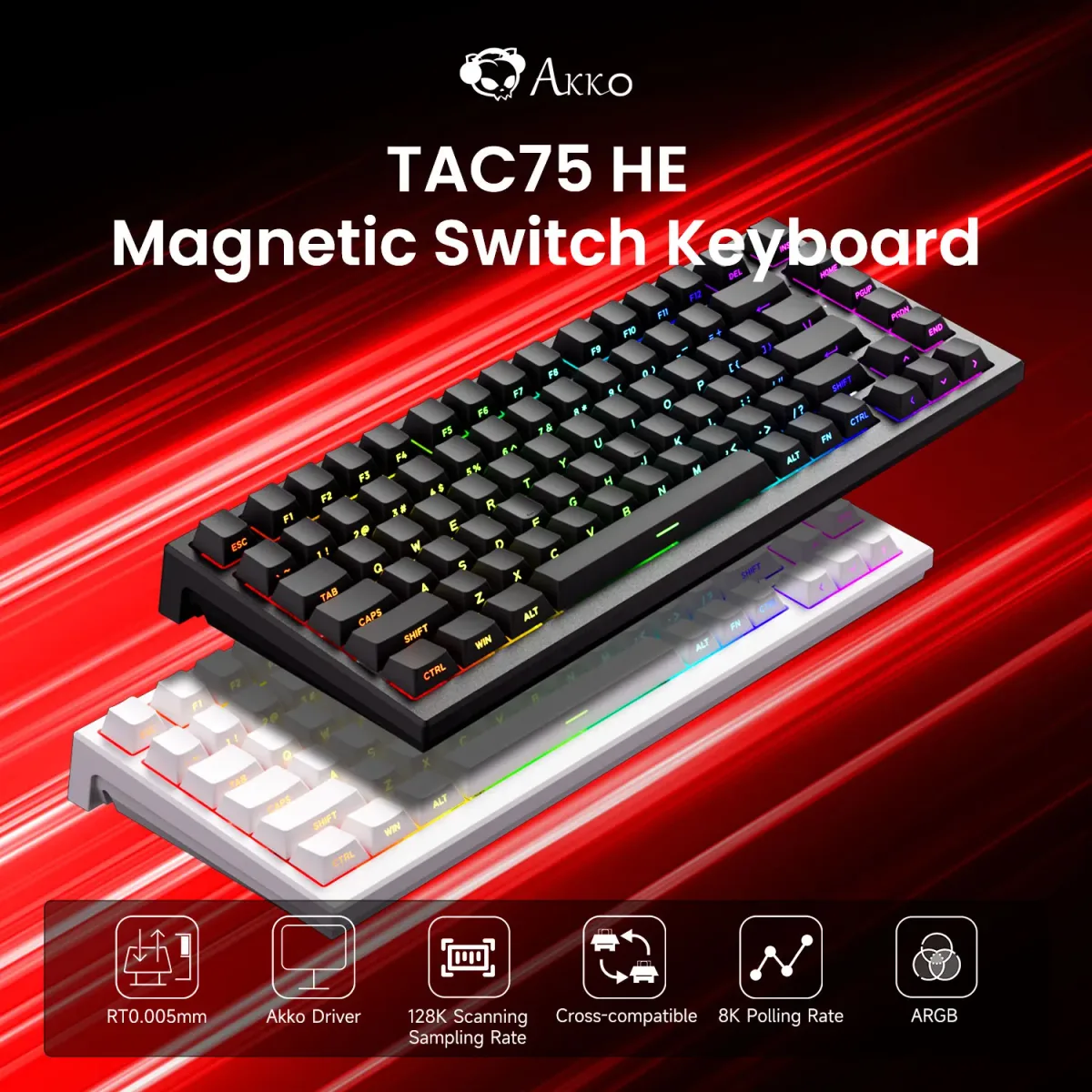 Akko tac75 he teclado de interruptor magnético 75% teclados para jogos gatilho rápido 0.005mm 8k rgb com fio esports teclado personalizado para gamer - AliExpress 7