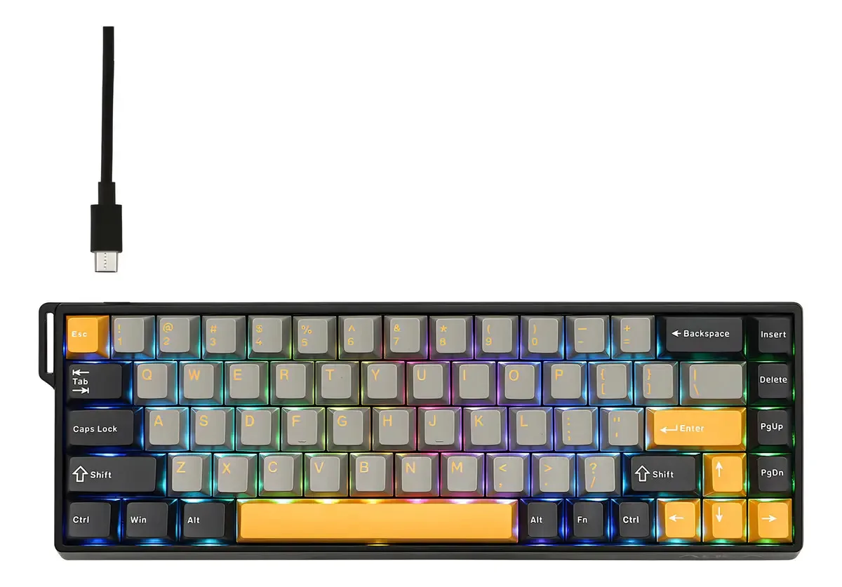 Teclado Aula Win68he Max Magnético 8000hz 0.01mm Hall Efect Preto/amarelo Inglês Us