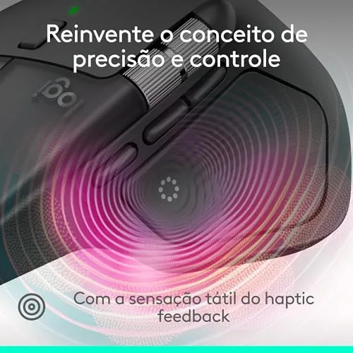Mouse sem fio Logitech MX Master 4 com o Desempenho avançado e a Sensação tátil do Haptic feedback, Design ergonômico, Rolagem ultra rápida, Conexão USB-C ou Bluetooth, Windows, macOS - Grafite