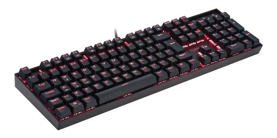 Teclado gamer Redragon Mitra K551 QWERTY Outemu Blue português Brasil cor preto com luz vermelho