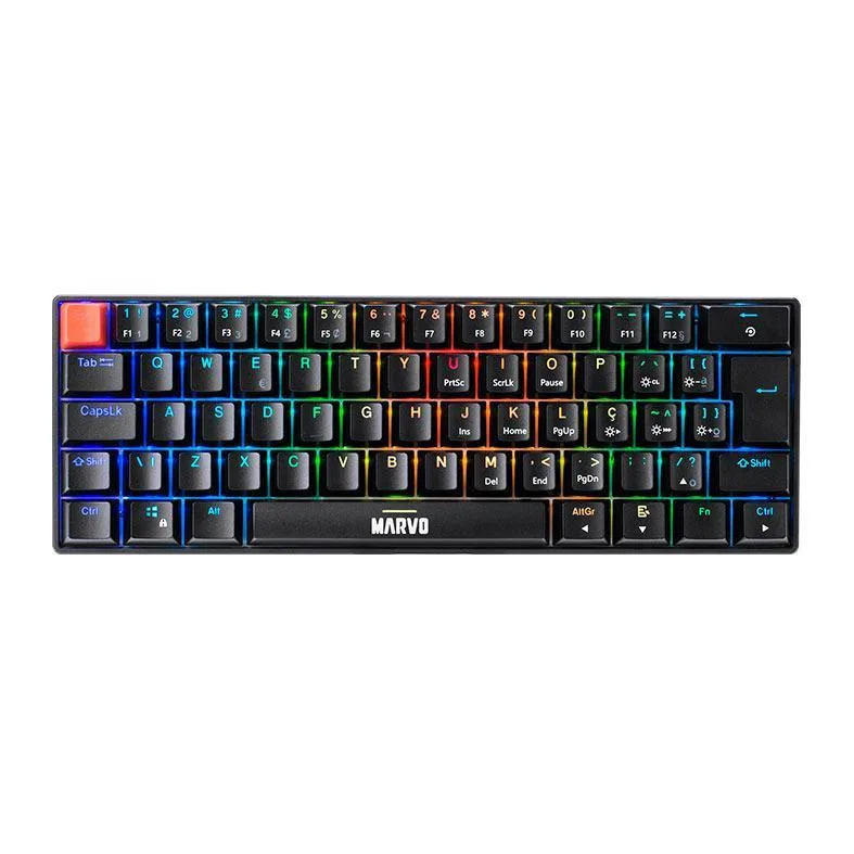 Teclado Mecanico Marvo KG933G, RGB, ABNT2, Switch Vermelho, Preto, KG933G-BK