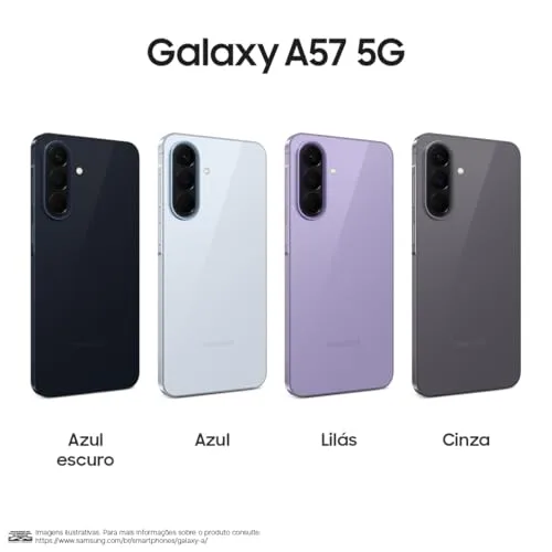 Celular Samsung Galaxy A57 5G 256GB, 8GB RAM, Câmera Tripla de até 50MP, Selfie de 12MP, Tela Super AMOLED 6.7", NFC, Recursos AI, IP68, Até 6 Atualizações de Android e Segurança (Lilás)