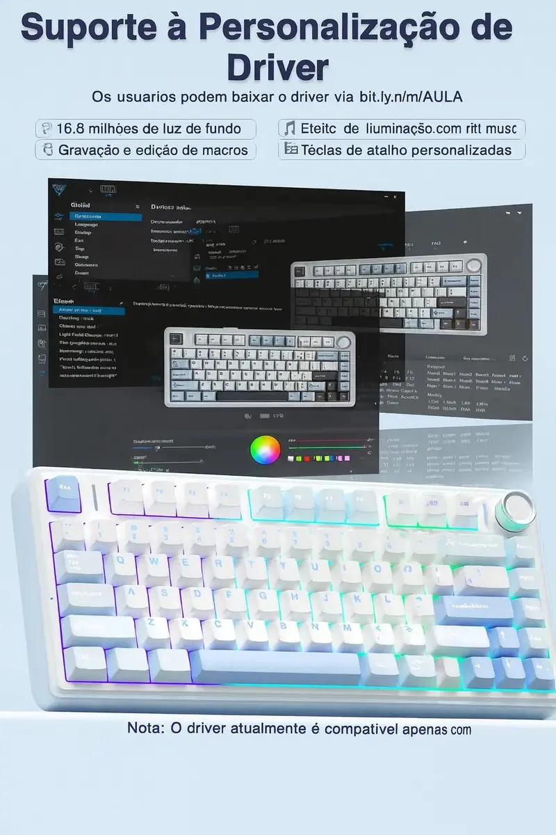Teclado Aula F75 Sem Fio Mecânico Tri Mode Hot Swap Cor de teclado Azul Sal Marinho Idioma Inglês US