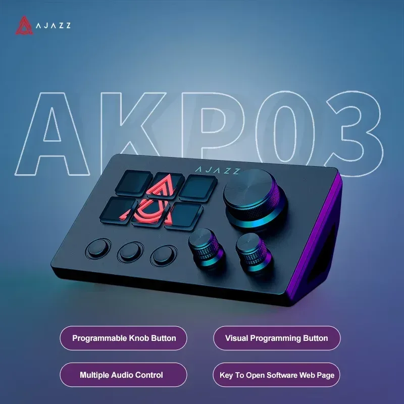 Controlador de Painel Ajazz AKP03E/153E para Desktop: Mini Teclado Programável com Botões Macro Personalizáveis para Múltiplos Cenários