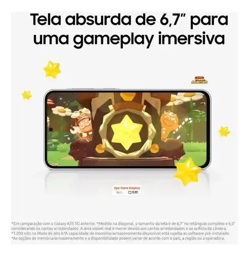 Smartphone Samsung Galaxy A36 5G 128GB 6GB RAM Câmera Tripla de até 50MP Selfie de 12MP IP67 Super AMOLED 6.7'' NFC Recursos AI Android e Segurança Snapdragon - Branco